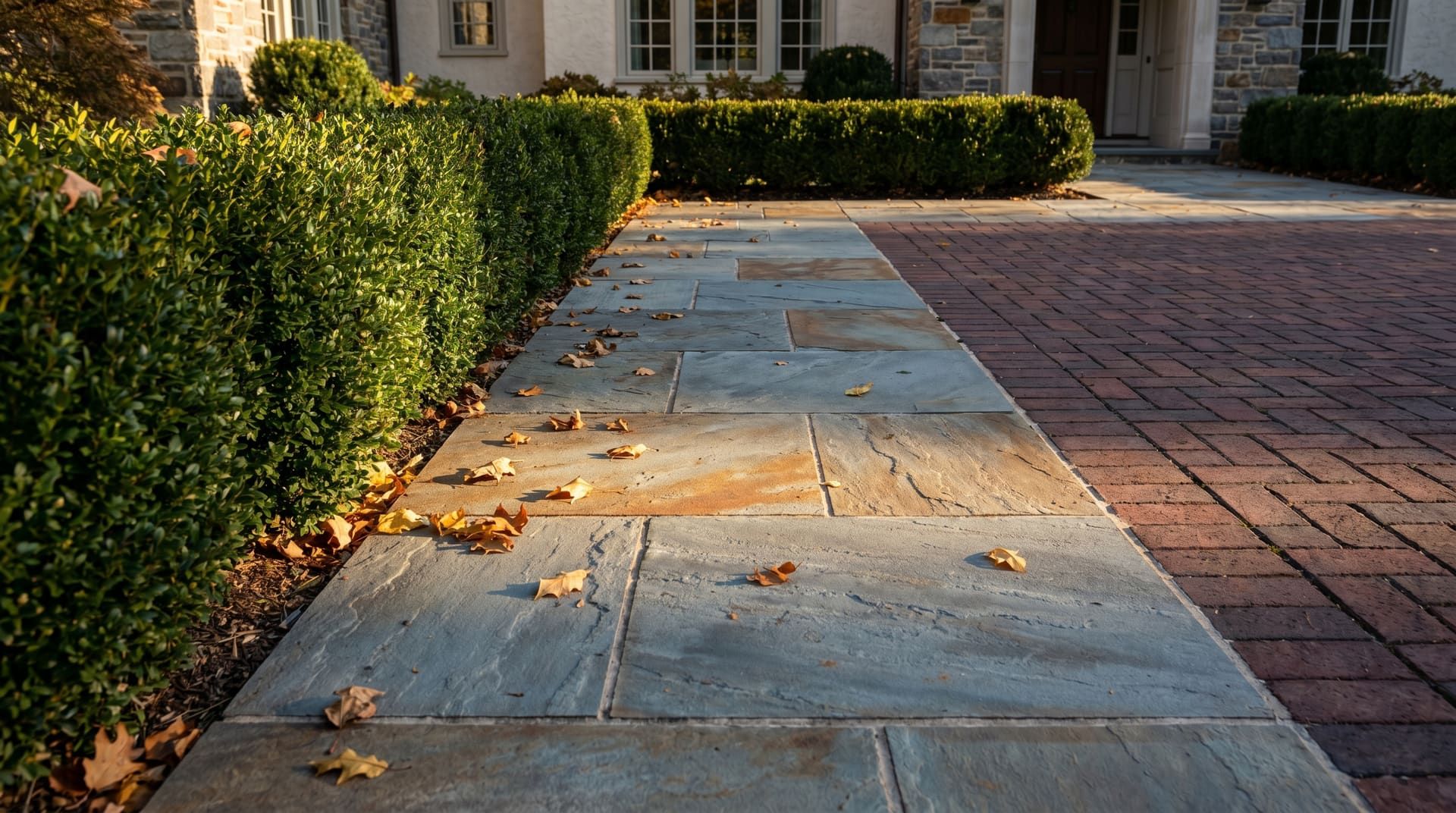 Replaced concrete sidewalk panels matching original control-joint rhythm